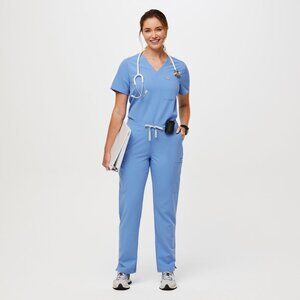 FIGS Yola Skinny Straight Leg Scrub Pants Size S Light Blue PO# 5152